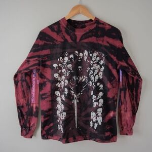 Post Malone Tie-Dye Long Sleeve Skull Graphic Concert Purple Pink Black Shirt